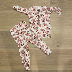 Lou Lou and company two piece pajamas. Pink daisy pattern, called Lucy